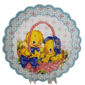 Mr Christmas Baby Chicks In Basket Easter Spring Plate Mr Cottontail EUC